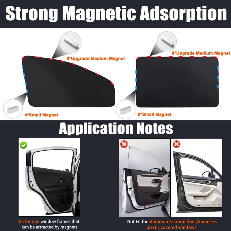 XCBYT Car Window Shades - 4 Pcs Car Privacy Curtains