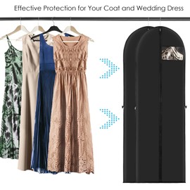 Hossejoy 3 Clothes Covers Garment Bag Long, High-Quality Garment Cover Wedding Dress with Window and ID Holder for Dress, Breathable Garment Bag Long for Travel, 178 cm (Black)