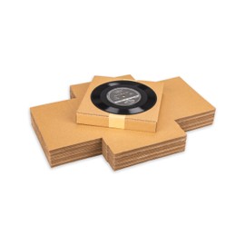 YUSHYIJIE 7" 45 RPM Vinyl Record Mailers - 7.5"L x 7.5"W x 1.1"H Kraft Corrugated Album Mailing Boxes for Small Business Packaging Shipping Moving Storage - w/Fragile Stickers, 25 Pack