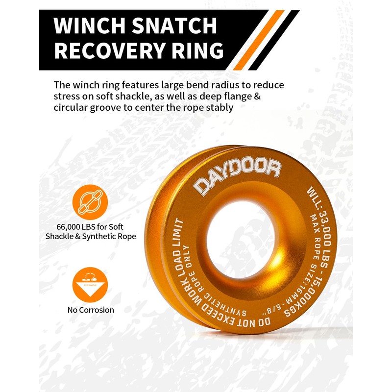 DAYDOOR 56,000 LBS Soft Shackle Recovery Kit, 1/2" x 22"