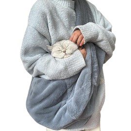 Warm Plush Small Dog Sling Cat Carrier Hand-Free Pet Sling Carrier Pet Puppy Travel Bag Cat Carrier Shoulder Bag Outdoor Travel Puppy Carrier Bag for Daily Walk Travel Outdoor