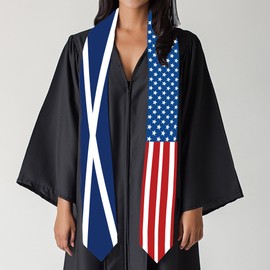 2025 Scotland Flag and USA Flag Graduation Stole Graduation Sash Class of 2025 Graduation Scarf for International Student (Baccalaureate Gown and Hat Not Included)