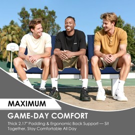 LLEVTIC Stadium Seats with Back Support – Bleacher Chairs with Cushion, Portable Folding Stadium Chair with Removable Cushion and Large Pocket for School Events Sports Game(Navy Blue)