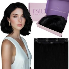 Fshine Extensiones de Cabello Natural con Clip 12 Pulgadas 50g 3 Piezas Negro #1