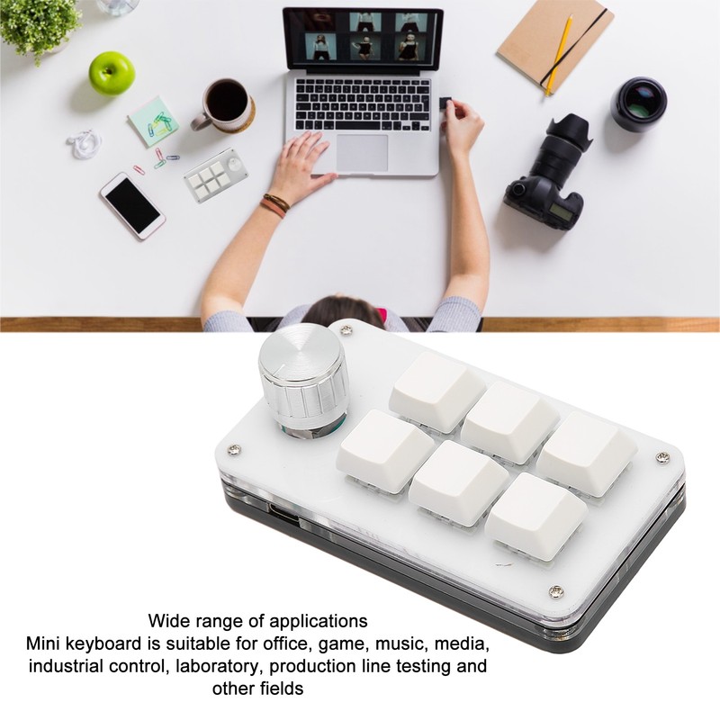 6 Key One Handed Mechanical Keyboard with Knob Wired Plug