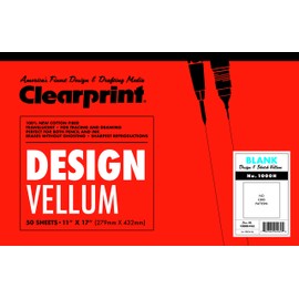 Clearprint 11" x 17" 1000H Design Vellum Pad, 16 lb., 100% Cotton, 50 Sheets, 1 Each, 50 Count (Pack of 1)