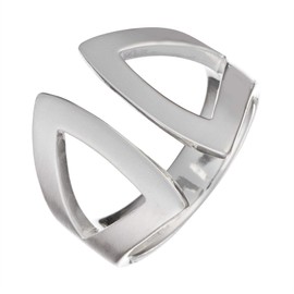 Silverly 925 Sterling Silver Satin Polished Geometric Triangle Contemporary Open Ring