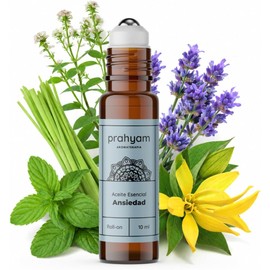 PRAHYAM Roll On Aceites Esenciales de Aromaterapia para Ansiedad - 10 ml - Con Esencias Florales de Bach - Aroma 100% Natural y Calidad Premium