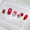 [Handmade Nail Tips] Tomato Horizontal Cat Nails - Coffin Egg