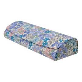 テーシーケース メガネケース おしゃれ レディース ハード ケース マグネット式 スチール コットン ブルー 花柄 HY-80136-F