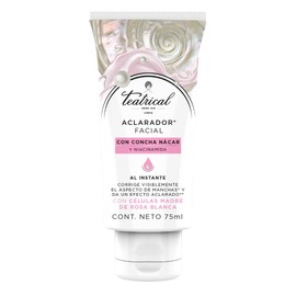 TEATRICAL Aclarador Facial, Corrige visiblemente el aspecto de manchas y da un efecto aclarado, Con concha nácar y niacinamida, contiene 75ml