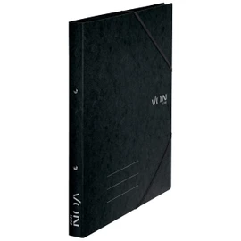 VON Leitz 30120095 A4 Ring Binder with 2 Rings Elastic Closure Cardboard 25 mm Spine Width for 140 Sheets Ring Binder for School, Study & Household, Pack of 5, Black