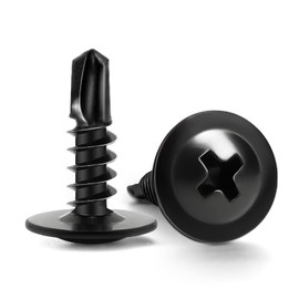 Sheet Metal Screws #8 x 1/2", 160pcs FIXLINK Phillips Modified Truss Head Self Tapping Screws for Metal, Self Drilling Screws, Black