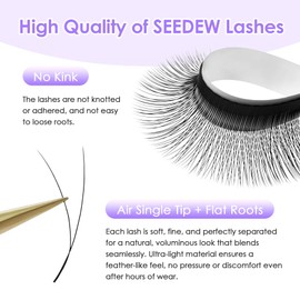 SEEDEW Single Tip 2D Y Lash Extensions, 0.07mm C Curl MIX8-15mm 12 Rows/Tray, PBT Soft Natural False Eyelashes Grafting for Beginner/Tech Artist, Beauty Salon(Matte Black-0.07-C-MIX8-15mm)