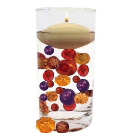 'Floating' Pumpkins, Gems & Pearls - Fall, Thanksgiving - Vase Decorations + Transparent Gels Packets