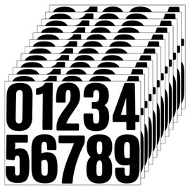 Bewudy 120 Pieces Large Number Stickers, 4 Inch Mailbox Number Stickers, Vinyl Waterproof Numbers Sticker for Mailbox Cars, Apartment Door Address,12 Sheets Black