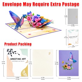 GREETING ART Hummingbird Pop Up Birthday Card, Birthday Cards for Women, Floral 3D Popup Greeting Card for Mother's Day, Father's Day, Anniversary, Get Well, Thank You