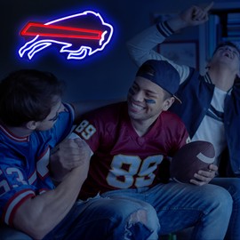 Football Team Neon Sign, Cool Dimmable Light Up Football Team Logo Hanging USB Powered for Wall Decor, Man Cave, Bedroom, Game Room Deco, Birthday Christmas Merch Gift for Boys Fans (Y-Bill)