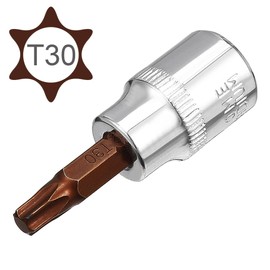 sourcing map 3/8" Drive x T30 Torx Bit Socket, S2 Steel Bits, CR-V Sockets 2" Length (for Hand Use Only) 2pcs