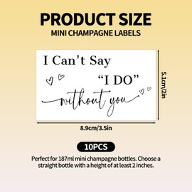BOXOB 10 Mini-Champagner-Etiketten für Brautjungfern-Anträge, schwarz I Can't Say I Do Without You Aufkleber Brautjungfern-Antrag-Aufkleber für Brautparty-Zubehör