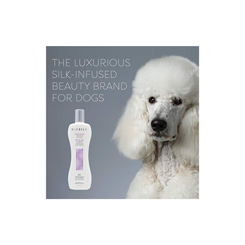 BioSilk Champú de terapia blanqueador y abrillantador para perros