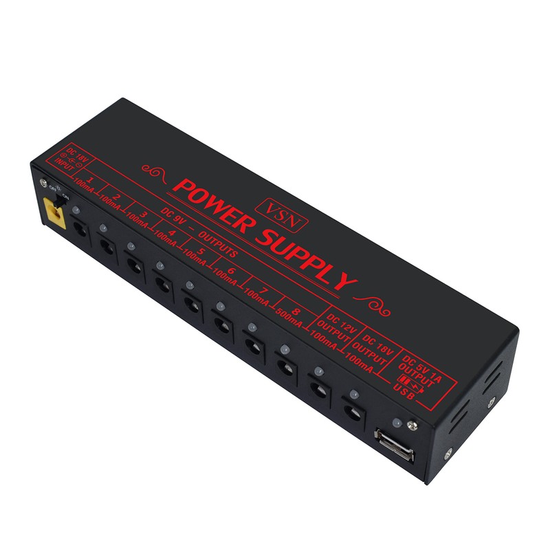 VSN Guitar Pedal Power Supply 10 Isolated DC Output for