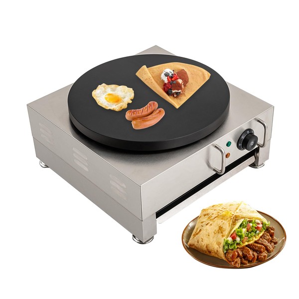 Commercial Electric Crepe Maker,Cooks Bacon,Tortillas & Omelets, 16" Non-Stick 1650W