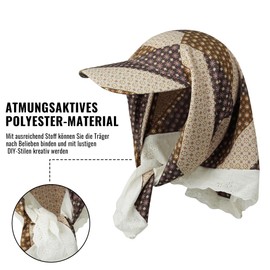 CLAPE Bandana Baseball Cap Women's Bandana with Visor Sun Hat Outdoor Hat Pre-Tied Headscarf Turban Headwear, Bsab2553-khaki