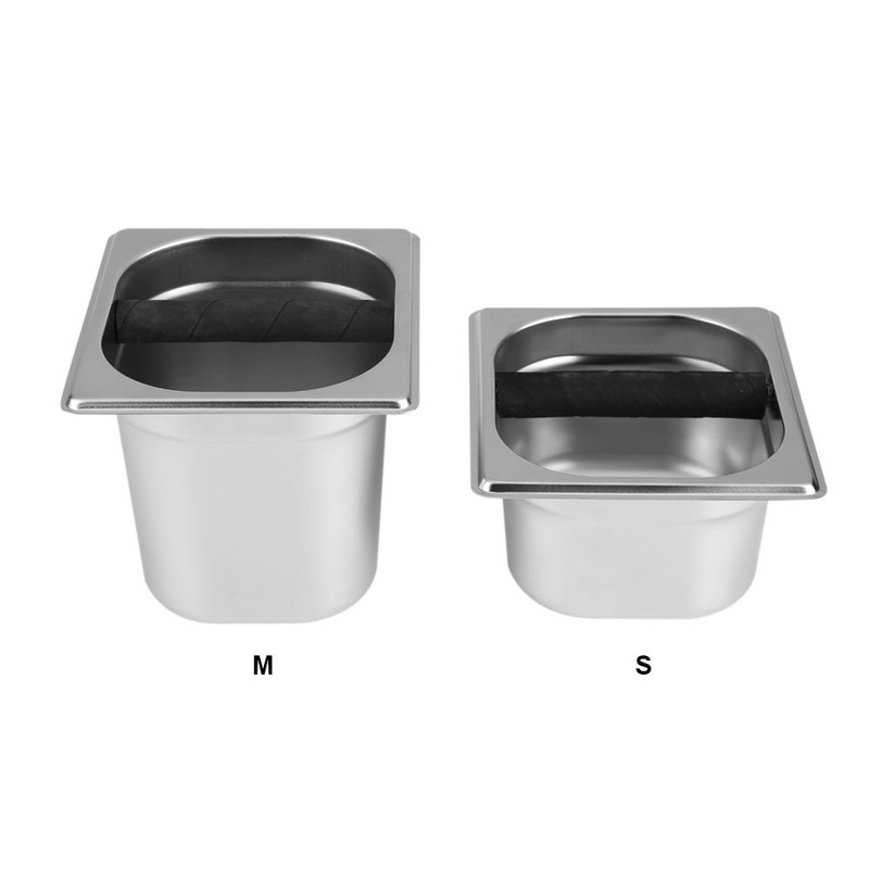 Caja de café de acero inoxidable con barra de goma
