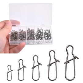 JSHANMEI Duo Lock Snap Fishing Snaps Kit, 100pcs Stainless Steel Fishing Nice Snap Swivels High-Strength Fishing Connector Quick Change Fishing Snap Clip for Saltwater Freshwater
