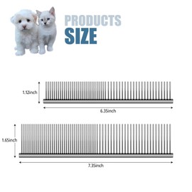 2 Pack Pet Combs with Rounded Ends Stainless Steel Teeth Dog and Cat Comb for Removing Tangles and Knots Suitable for Long and Short Haired Pets,7.4IN (7.4 Inch, Count, 2)