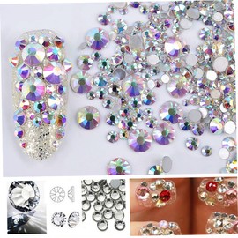Baluue 2sets Shiny Nail Gems Mixed Colors Ab Crystal 3D Rhinestones Nail Art Decor Flat Back Ss10ab 1440pcs*2