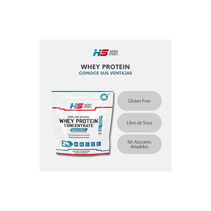 Proteina Whey Natural 1.8kg Con Enzimas Digestivas Sin Sabor