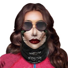 Obacle Skull Face Mask for Women Men Dust Wind Sun Protection Seamless Bandana Face Mask for Rave Festival Motorcycle Riding Biker Fishing Outdoor Running 3D Tube Mask (Women Big Red Lip)