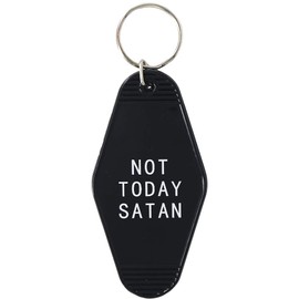 Motel Key Tag Gifts Not Today Satan Keychain Unique Hotel Style Motel Keychain Funny Gag Gifts for her him (Black)