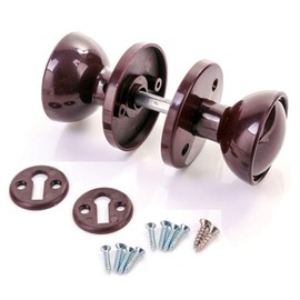 Merriway Brown BH01833 Plastic Mortice Door Shed Garage Knob Set