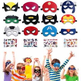 JETOP Masks for Kids Party, 12 Pcs Masks, Include Mask, Tattoos for Kids, Ideal Party Decorations for Kids