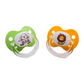 Playtex Baby Binky Orthodontic Pacifier with Snap-On Cover, Air Comfort Shield, Medical Grade Silicone, Orange & Green, 2 Count
