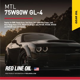Red Line 50204 SAE 75W80 API GL-4 Manual Transmission and Transaxle Lubricant (MTL) Car Gear Oil - 1 Quart