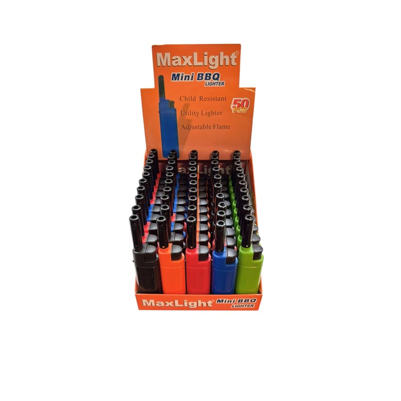 Refillable BBQ Grill Lighter, 50-Pack, Long Butane Gas Lighters for