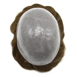 Toupee for Men Human Hairpieces Toupee Hair Units 10mm Wave Wigs Toupee Real Replacement System for Man 0.04mm PU Skin Natural Human Hair 10" x 8" (#2 Dark Brown)