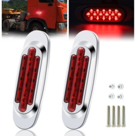 Ygmylandbb 2pcs 16LED Trailer Marker Lights, Surface Mount Clearence Light, 6.4 inch Waterproof Sealed Side Marker Indicators Light for Front Rear Trailer Truck RV Camper Boat (red)