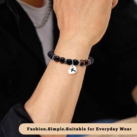 Christian Gifts for Men Baptism Religious Bracelet for Man Him Son Grandson Dad Father Brother Godfather Grandpa Husband Inspirational Faith Based Bracelet Spiritual Jewelry Birthday Graduation Gift