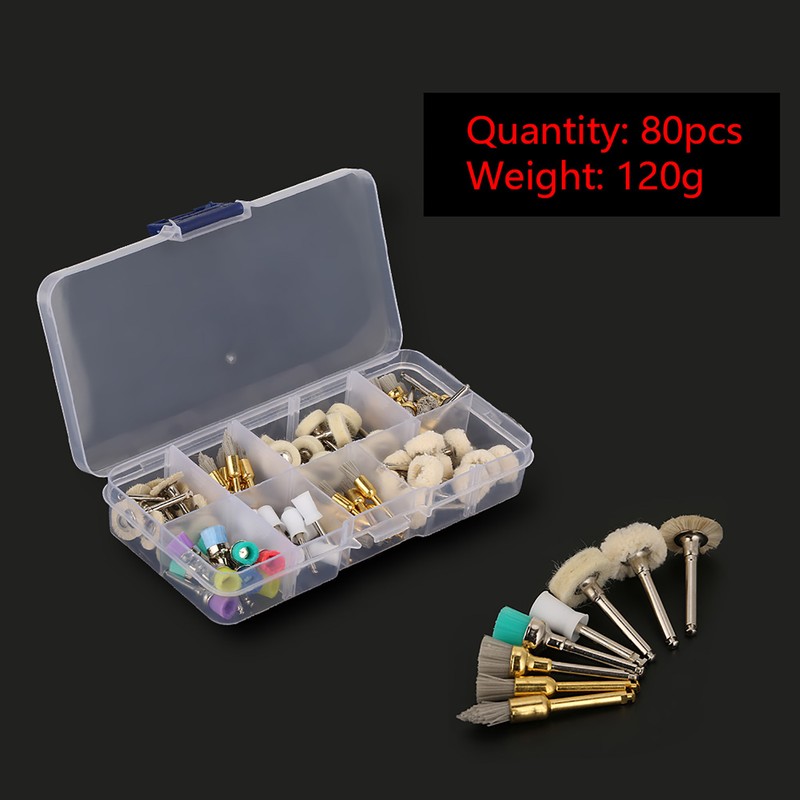 80pcs Dental Tool Kit Polishing Cup Alumina Nylon Brush Cotton