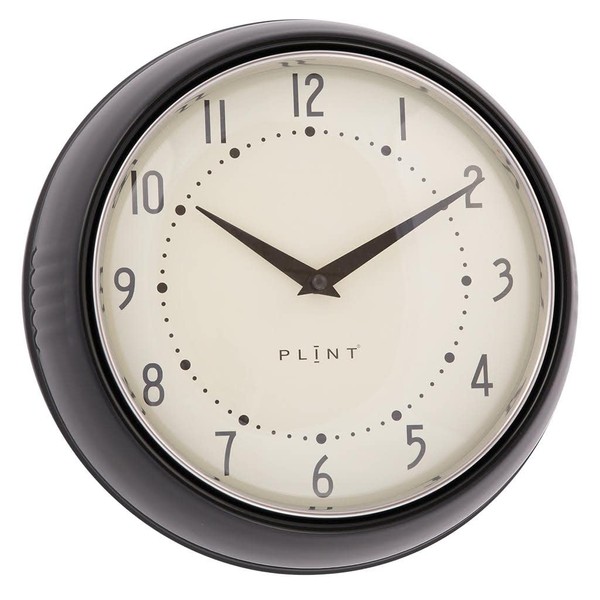 PLINT Retro Wall Clock Silent Non-Ticking Decorative Black Colour Wall