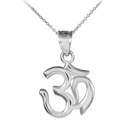 925 Sterling Silver Hindu Meditation Charm Yoga "Om" (Aum) Pendant Necklace, 16"