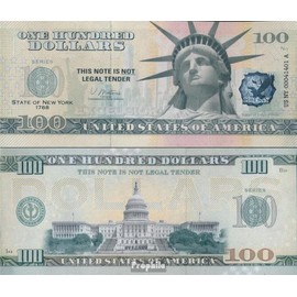 Prophila Collection Banknote USA 100 Dollars Souvenir Note USA Mint 2022 US State New York Statue of Liberty (Banknotes for Collectors)