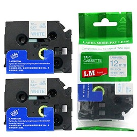 2/Pack LM Tapes - LMe233 Premium 1/2" Blue Print on White Label Compatible with P-Touch TZe233 Tape TZ233 and Includes a Nice Tape Color/Size Guide. Replaces 12mm 0.47 Laminated