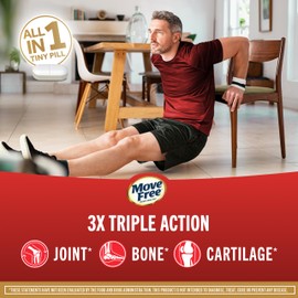Move Free Ultra Triple Action Joint Support Supplement - Type II Collagen Boron & Hyaluronic Acid - Supports Joint Comfort, Cartiliage & Bones in 1 Tiny Pill Per Day, 64 Tablets (64 servings)*