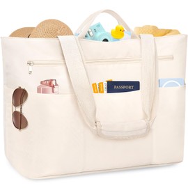 HUANLANG Large Beach Tote Bags for Women Men,Big Beach Bag with Zipper Wet Pocket,Extra Large Tote Bag for Travel Pool